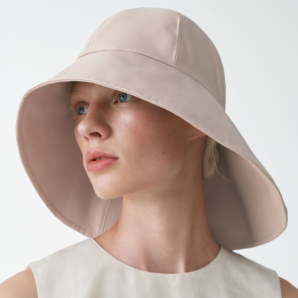 COS wide brim leather bucket hat